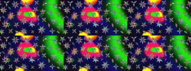 Renkli Bahar Teması eskiz kalıbı. Süslü kumaş deseni. Düz Çiçek Elementleri Tasarımı. Raster illüstrasyonunda çiçek deseni çizimi.