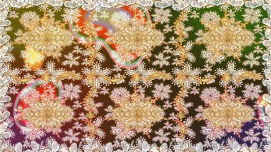 Kusursuz altın desenli bukleler. Raster illüstrasyonu. Doğu tarzı arabesk. Altın elementli bej renkler. Raster altın desen.