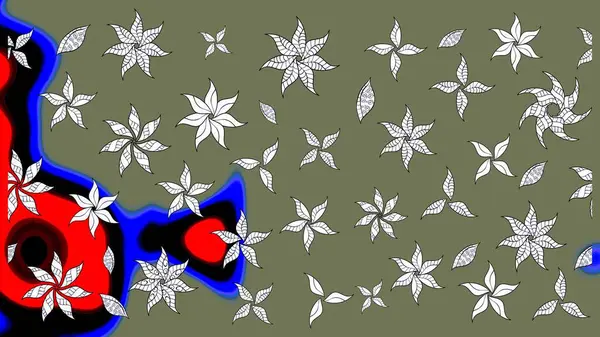 Küçük çiçekli yay deseni çiz. Raster illüstrasyonu. Suluboya tarzında yeşil renkler üzerine.