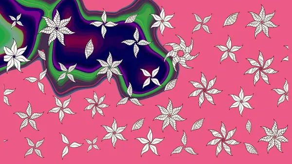 Düz Çiçek Elementleri Tasarımı. Güzel kumaş deseni. Raster illüstrasyonundaki çiçek desenli çizim. Renkli Bahar Teması çizim şablonu.