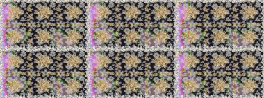 Kusursuz altın desen. Gri renklerde, altın elementlerle kusursuz desen. Raster doğulu süsü.