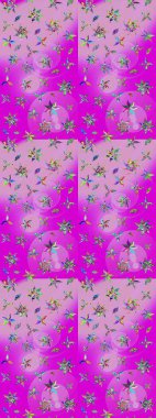 Çiçekli eskiz deseni. Suluboya çizimi. El çizimi. Mor renkte çiçekler.