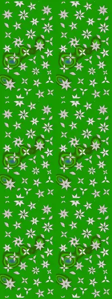 Raster illüstrasyonundaki çiçek desenli çizim. Suluboya tarzında yeşil renkte çiçekler.