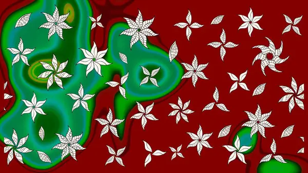 Raster illüstrasyonu. Kibarca, kırmızı renkte bahar çiçekleri. Çiçekli yumuşak bir eskiz şekli. Raster çiçekleri klasik tarzda resmedilir..