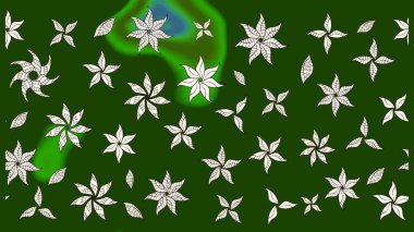 Yeşil renkler. El çizimi, soyut ve süslü elementler. Suluboya resim taklit Raster çizimi. Yaz çiçekleri teması. Klasik çiçekler..