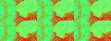 Çiçekler suluboya tarzında yeşil, turuncu ve mavi renklerde. Yeşil, turuncu ve mavi renkli çiçeklerle kusursuz çiçek deseni.