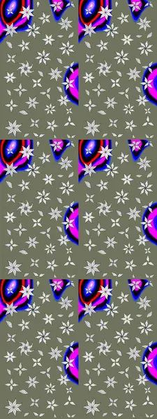 El çizimi. Raster illüstrasyonu. Çiçekli, yapraklı, çiçek desenli çizim..