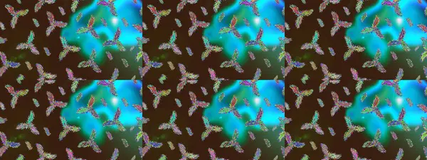 Kar tanesi rengarenk desen. Raster kar taneleri arka planda. Soyut kar taneleri arkaplanda izole edilmiş düz dizayn. Raster illüstrasyonu. Kar taneleri deseni.