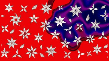 Raster çiçek desenli çiçek deseni, yapraklar, dekoratif elementler, sıçrama, lekeler, el çizimi kontur çizgileri ve Doodle çizim stili, grafik raster çizim çizimi.