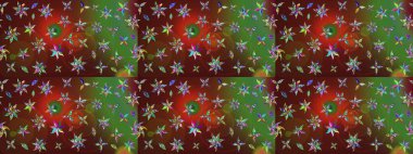 Renkli Bahar Teması eskiz kalıbı. Raster illüstrasyonundaki çiçek desenli çizim. Süslü kumaş deseni. Düz Çiçek Elementleri Tasarımı.