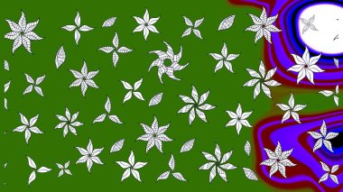 Çiçek çelengi. Güzel, parlak, pürüzsüz kumaş, tuval. Eski moda arka plan. Desen, çizim, çiçek sınırı. Raster illüstrasyonu. Kıvırcık, parlak örgü.