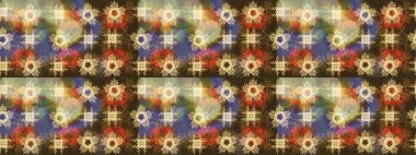 Tomurcukları papatya çiçekleri olan sevimli bir çiçek deseni. Miles Fleur, süslü püslü bir süs. Eskiz geçmişi. Eski usul. Raster illüstrasyonu. Kumaş, tekstil ve duvar kağıdı baskısı için..