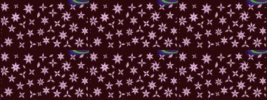 Çiçek süslemeli çizim deseni. Raster illüstrasyonu. Kahverengi renkte çiçekler.