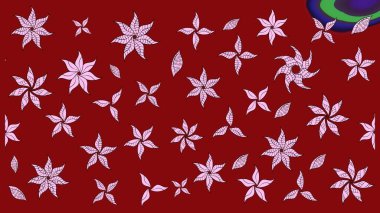 Raster illüstrasyonu. Çiçek süslemeli çizim deseni. Kırmızı renkte çiçekler.