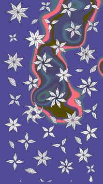 Klasik taslak çizimi. Çiçekli menekşe çizim deseni. Raster çiçek izi. Raster Yumuşak kumaş deseni.