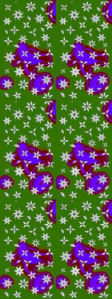 Raster Güzel kumaş deseni. Raster suluboya deseni, narin çiçekler, yeşil çiçekler, tebrik kartı şablonu..