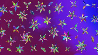 Raster düz çiçek çizim deseni. Mor renkli çiçekler. Tasarım hediye paketi, tebrik kartları, posterler ve afiş tasarımı.