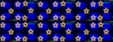 Raster illüstrasyonu. Mavi renkte karalamalı çiçek deseni çiz.