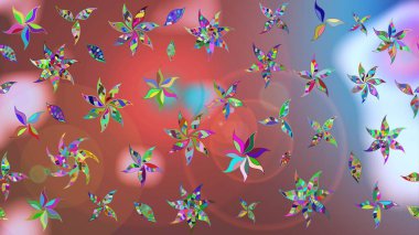 Raster illüstrasyonundaki çiçek desenli çizim. Düz Çiçek Elementleri Tasarımı. Pembe renkli çiçekler. Renkli Bahar Teması çizim şablonu.