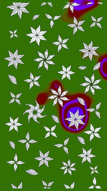 Elle çizilmiş sonbahar çiçeği deseni. Renkli yeşil çizim kalıbı. Doodle tarzı. Tekstil ve kapak tasarımı için mükemmel. Yeşil renkte çiçekler.