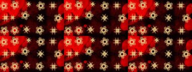 Güzel kumaş deseni. Raster illüstrasyonu. Raster illüstrasyonundaki çiçek desenli çizim. Kırmızı renklerde.