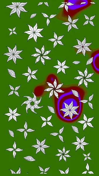 Elle çizilmiş sonbahar çiçeği deseni. Renkli yeşil çizim kalıbı. Doodle tarzı. Tekstil ve kapak tasarımı için mükemmel. Yeşil renkte çiçekler.