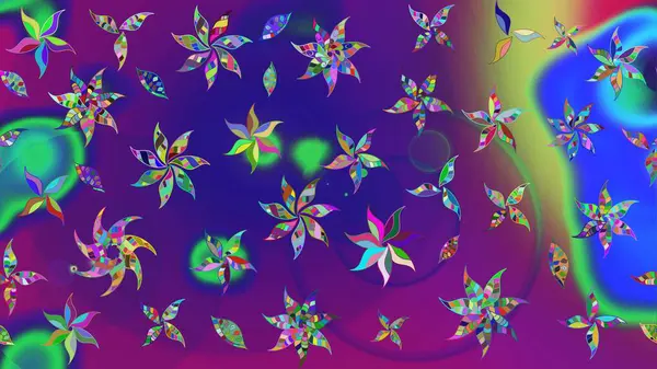 Suluboya tarzında mor renkler üzerinde. Raster illüstrasyonu. Küçük çiçekli bahar deseni çiz.