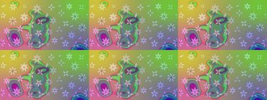 Çiçekli eskiz deseni. Suluboya çizimi. El çizimi. Yeşil renkte çiçekler.