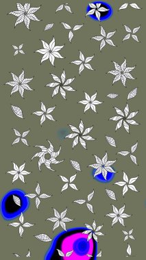 El çizimi. Yeşil renkli çiçekler. Çiçekli eskiz deseni. Suluboya çizimi.