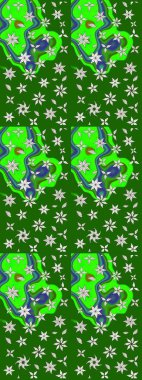 Tomurcukları papatya çiçekleri olan sevimli bir çiçek deseni. Eskiz geçmişi. Raster illüstrasyonu. Kumaş, tekstil, duvar kağıdı baskısı için. Eski usul. Miles Fleur, dandik süs.