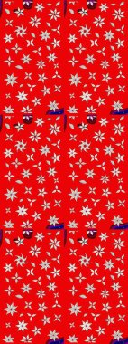 Küçük çiçekli basit bir çiçek çizimi. Kırmızı renkte sevimli çiçekler. Raster illüstrasyonu. Moda baskısı, albüm, ambalaj kağıdı, duvar kağıdı için zarif dekoratif süslemeler..