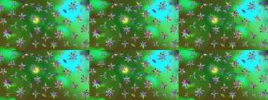 Çizgi çizimi kalıbı. Raster Moda kumaş deseni. Şirin çiçekler..