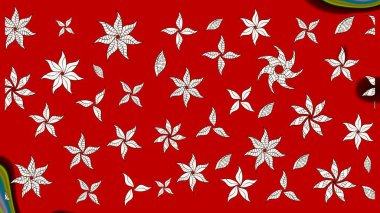 Renkli Bahar Teması eskiz kalıbı. Düz Çiçek Elementleri Tasarımı. Kırmızı renkte çiçekler. Raster illüstrasyonunda çiçek deseni çizimi.