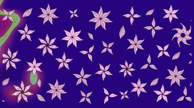 Varicoloblue Raster çizimi. Bir sürü mavi soyut çiçekli tropikal eskiz deseni. Küçük çiçekte sevimli çiçek deseni var..