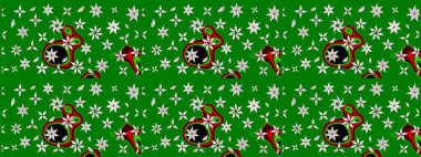 Klasik çiçek tasarımı elementleri. Yeşil kıvırcık çiçekler yeşil renkte şekillenir. Raster illüstrasyonu.