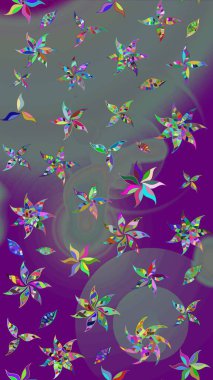 Küçük çiçekteki sevimli çiçek deseni. Raster illüstrasyonu. Soyut çiçek çizim kalıbı arka planı. Raster deseni. Mor renklerde.