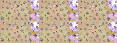 Çiçekli çizim şekli. Renkli Bahar Teması eskiz kalıbı. Bej renkli çiçekler. Düz Çiçek Elementleri Tasarımı.