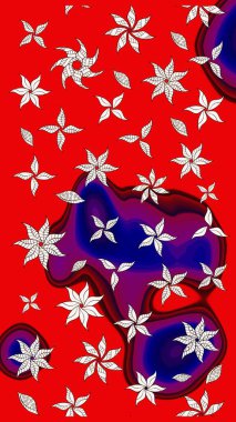 Renkli Bahar Teması eskiz kalıbı. Raster illüstrasyonundaki çiçek desenli çizim. Düz Çiçek Elementleri Tasarımı. Kırmızı renkte çiçekler.