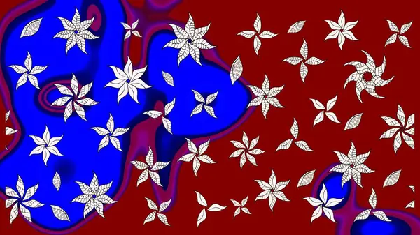 Kırmızı renkte çiçekler. Düz Çiçek Elementleri Tasarımı. Sevimli çiçek raster deseni. Renkli Bahar Teması çizim şablonu.