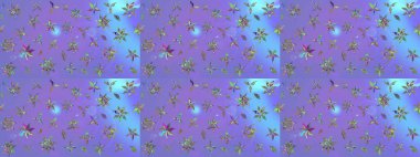 Raster illüstrasyonu. Küçük çiçekli basit bir çiçek çizimi. Mor renkli şirin çiçekler. Moda baskısı, albüm, ambalaj kağıdı, duvar kağıdı için zarif dekoratif süslemeler..