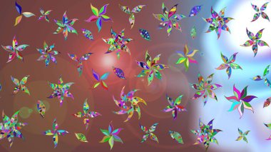 Çiçek desenli çizim. Düz Çiçek Elementleri Tasarımı. Güzel kumaş deseni. Renkli Bahar Teması eskiz kalıbı. Raster illüstrasyonu. Asya tekstil tarzında.