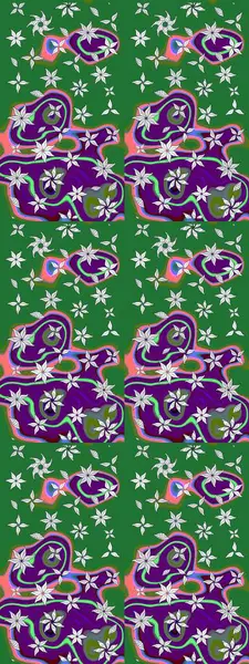 Parmak izi, kumaş, duvar kâğıdı, tekstil için raster dokusu. Nakış desenli çiçek deseni. Renkli grunge, yakut yeşil çiçeklerle soyut arkaplanı zenginleştirir.