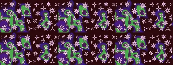 Raster illüstrasyonu. Kahverengi renkli çiçekler. Robot resim. Şirin çiçek elementleri..