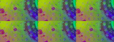 Raster Çiçek İllüstrasyonu 'nun şirin tekstili. Yeşil renkli etnik çiçeklerle zarif eskiz deseni.