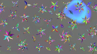 Çiçek desenli eskiz, darbeler, sıçramalar, yaz çiçekleri. Raster illüstrasyonu. Gri renkli çiçekler.