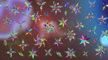 Düz Çiçek Elementleri Tasarımı. Renkli Bahar Teması eskiz kalıbı. Parlak arkaplan eskiz desenli çiçekli fantezi tasarımı.