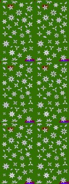 Yeşil renkli etnik çiçeklerle süslenmiş zarif bir eskiz şekli. Asya Tekstil 'inde Raster Çiçek İllüstrasyonu.