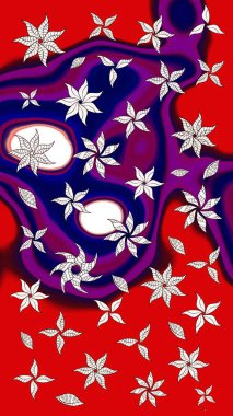 Klasik taslak çizimi. Çiçek kırmızısı eskiz deseni. Raster çiçek izi..