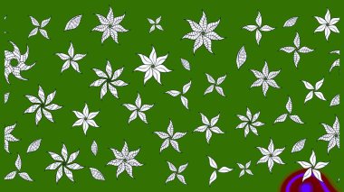 3D çiçekler, eskiz. Yeşil renklerde. Raster illüstrasyonu.