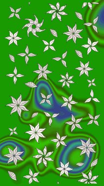 Yumuşak, yeşil renkli bahar çiçekleri. Raster illüstrasyonu. Raster çiçek desenli ve çiçekli..